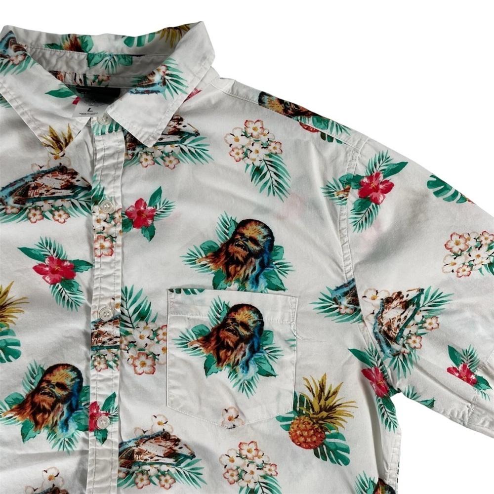 Star Wars Chewbacca White Hawaiian Shirt - Size Large